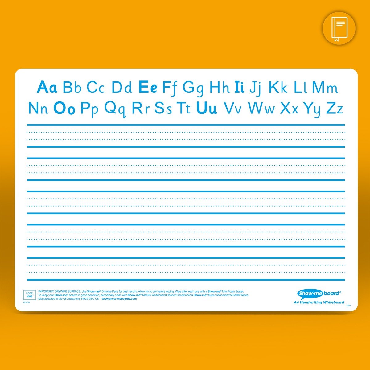 Show-Me Class Pack Drywipe Boards, Pens & Erasers - Handwriting, A4 - 35 Sets - ABC School Supplies