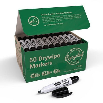 Show - Me Eco Teacher Drywipe Markers - Black Pack of 50 - ABC School Supplies