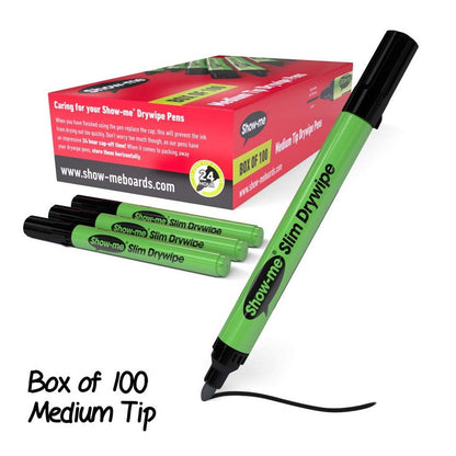 Show - Me Medium Tip Barrel Drywipe Black Marker (Pack of 100) - ABC School Supplies