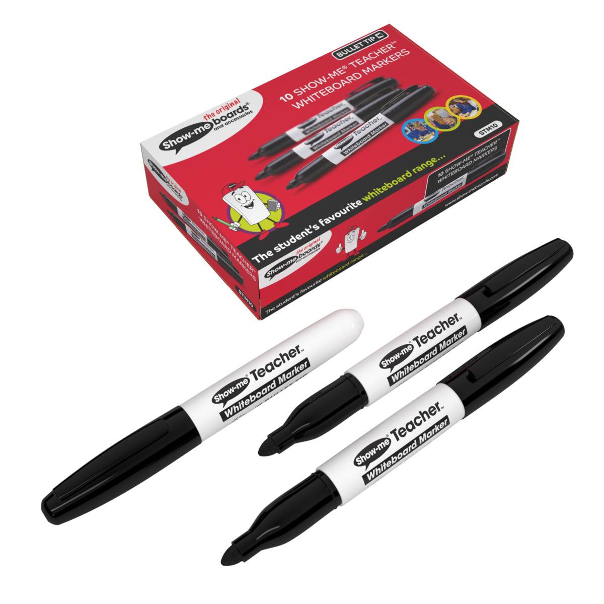 **Show - Me Teacher Drywipe Markers Pack of 10 - Black - ABC School Supplies