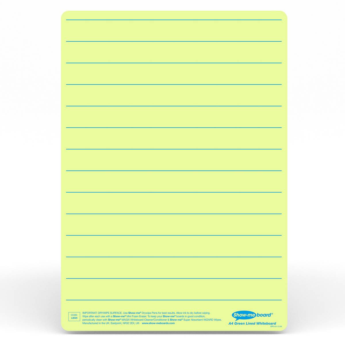Show - Me Tinted Drywipe Board - Lined/Plain - Green - ABC School Supplies