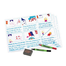 **Drywipe Boards, Pens & Erasers - Pack of 5 Tell-A-Story Boards, A3 5 X Mini Foam Erasers (10 Assorted Drywipe Pens