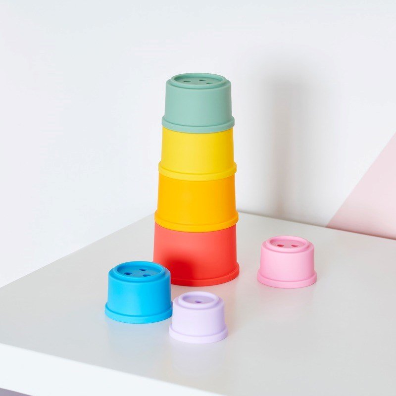 SiliSoft Round Stacking Cups (Rainbow) - 7 Pack - ABC School Supplies