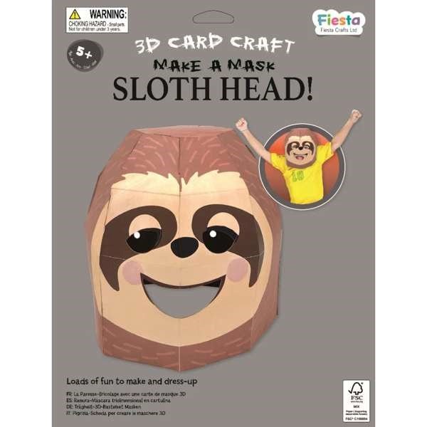Sloth 3D Mask Card Craft Kit - ABC School Supplies
