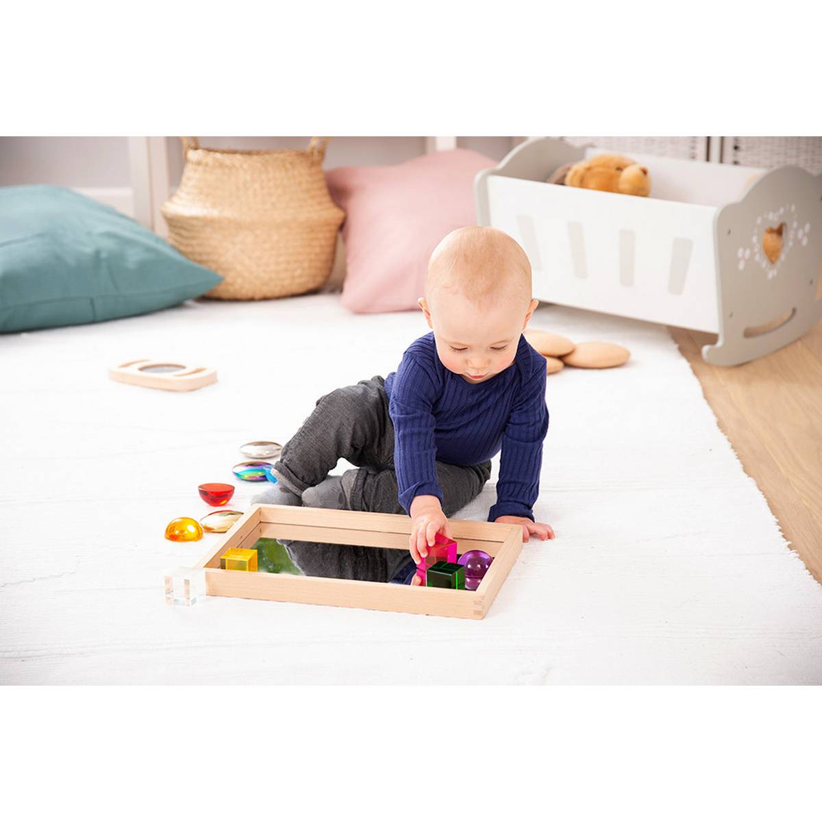 Small Wooden Mirror Tray - ABC School Supplies