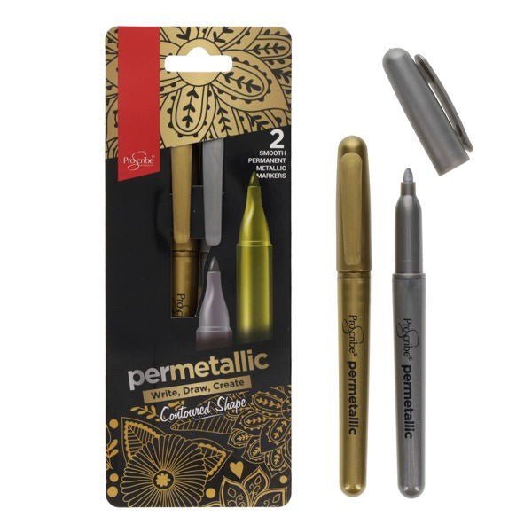 Smooth Permanent Metallic Markers Gold and Silver - Pack of 2 - ABC School Supplies
