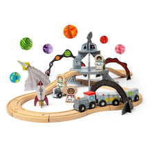 Space Train Set Kids Wooden Toy Railway 40 Pcs Themed Playset - ABC School Supplies