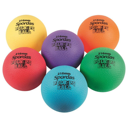 **Spordas Set Of 6 Coloured Poly Pg Balls 21,6Cm - ABC School Supplies