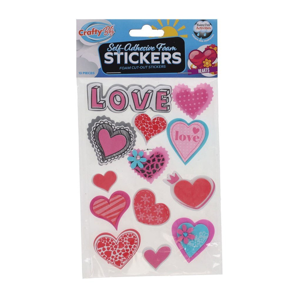 Squishy Foam Stickers - Love Hearts Pack of 13 - ABC School Supplies