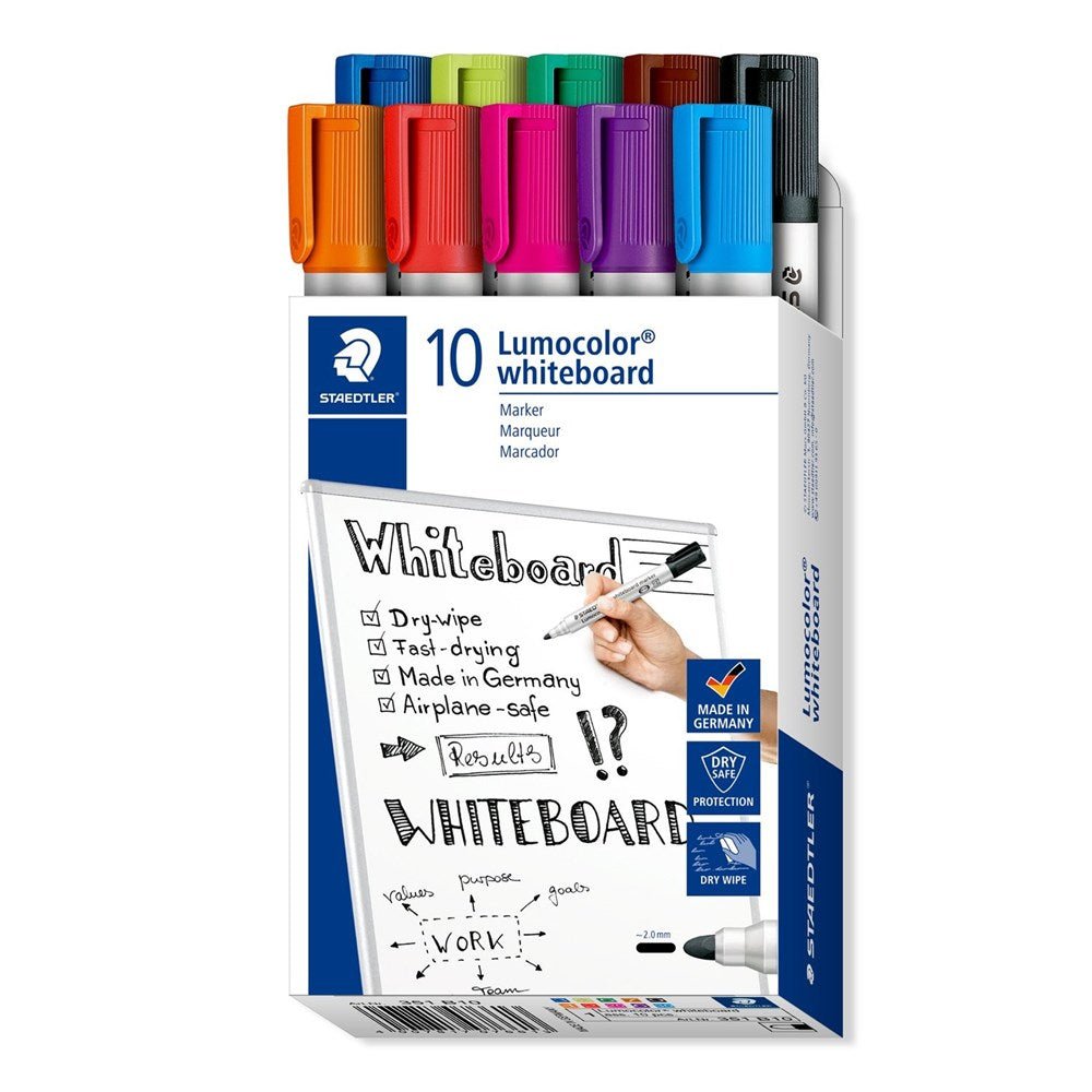 Staedtler Lumocolor Whiteboard Marker Chisel 351 B Box of 6 In Asstd Colours - ABC School Supplies