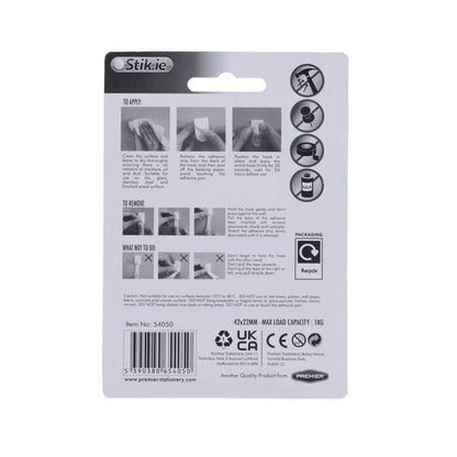 Stik.ie Towel Removable Adhesive Hooks - 42x22mm - ABC School Supplies