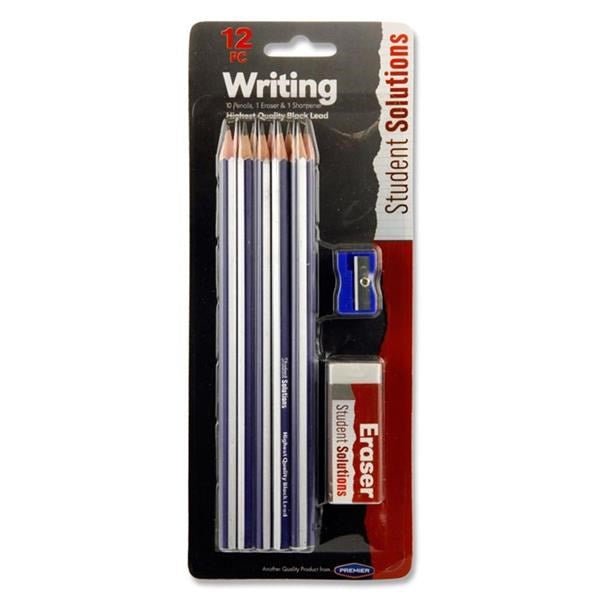 Student Solutions 12Pc Pencils Eraser & Sharpener Set - ABC School Supplies