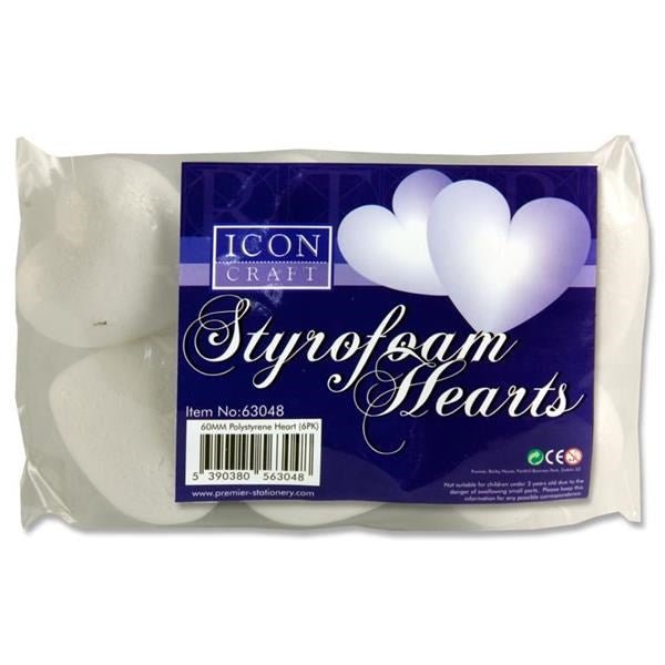 **Styrofoam Love Hearts 60mm - ABC School Supplies