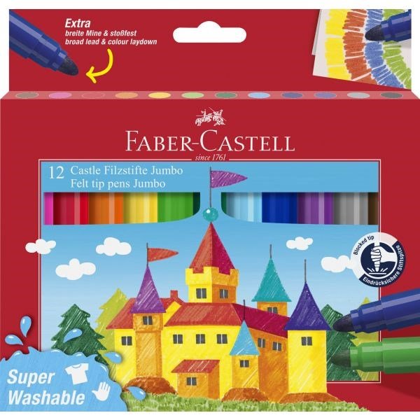 Super Washable Jumbo Fibre Tip Pens Set of 12 - ABC School Supplies