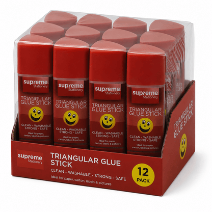 **Supreme Triangular Grip Glue Stick 25Grm Pack Of 12 - ABC School Supplies