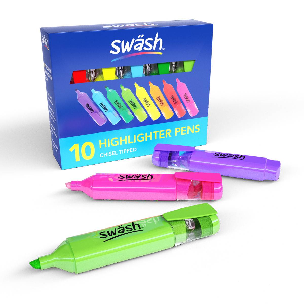 **Swash Highlighter, Premium - Assorted Pack Of 10 - ABC School Supplies