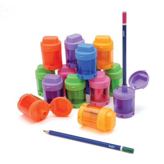 **Swash Single Hole Auto - Stop Supersafe Pencil Sharpeners, Pack of 12 - ABC School Supplies