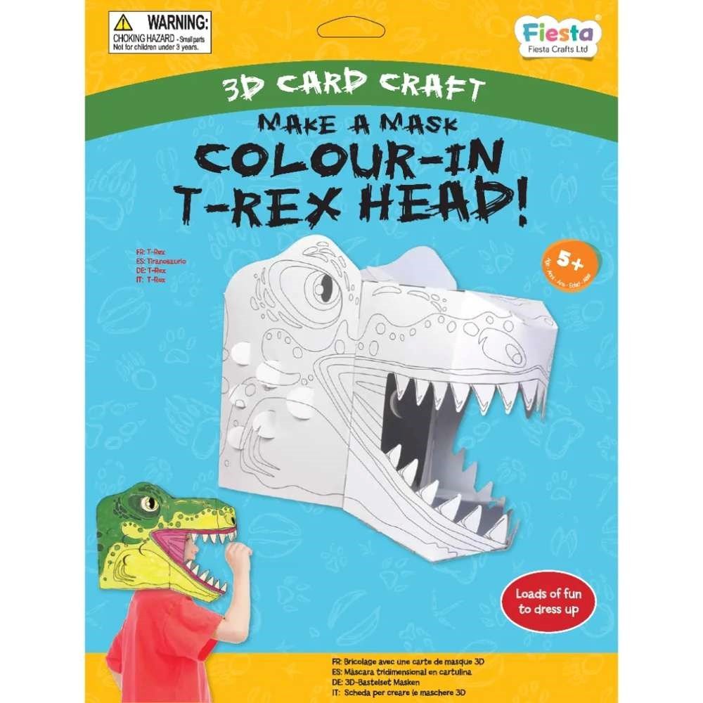 T - Rex Colour - in 3D Mask Card Craft - ABC School Supplies