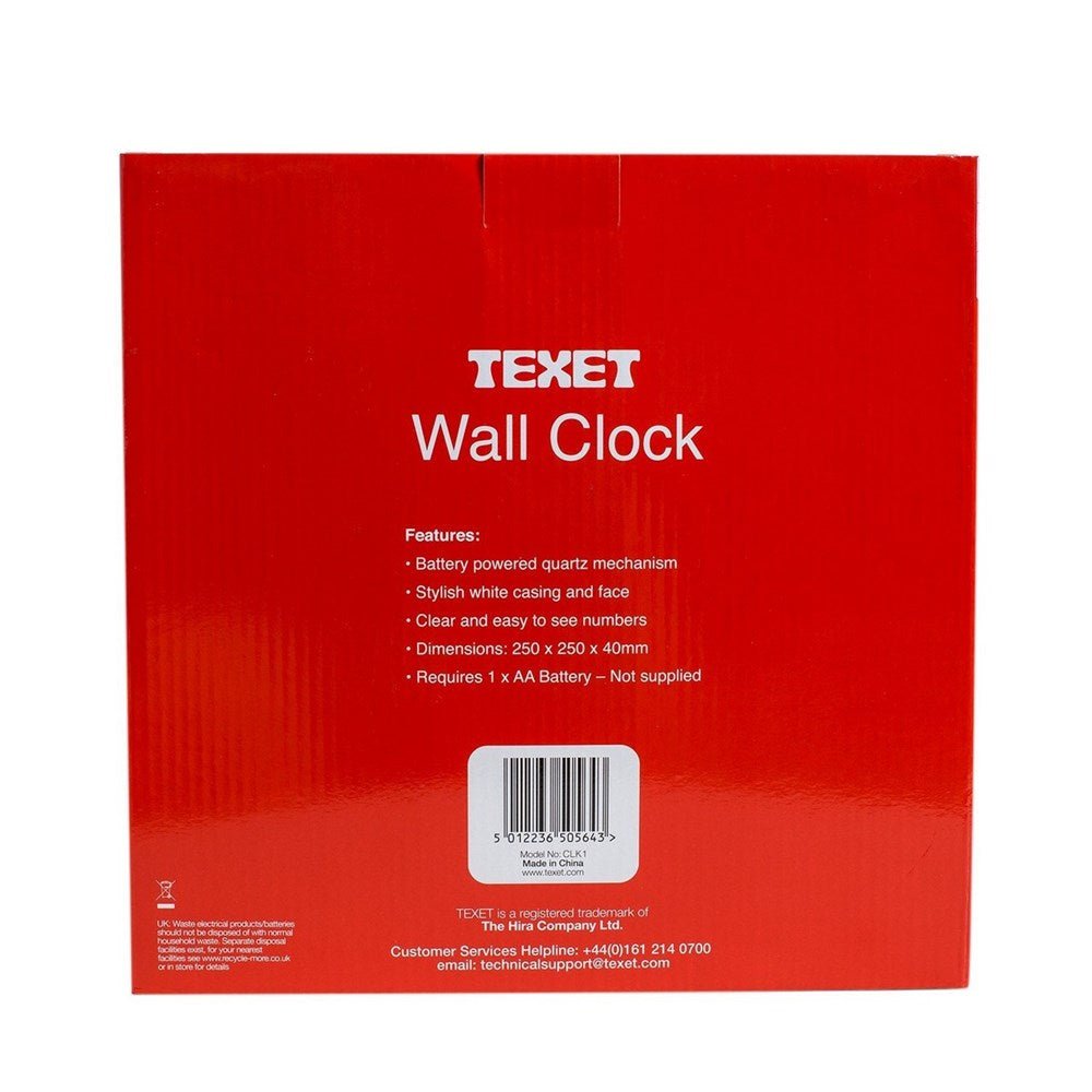 **Texet Indoor Wall Clock - ABC School Supplies