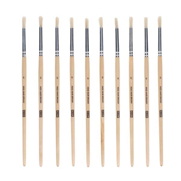 Texture Paint Brushes - Hog Hair No 6 (Pack of 10) - ABC School Supplies