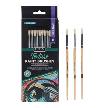 Texture Paint Brushes - Hog Hair No 8 (Pack of 10) - ABC School Supplies