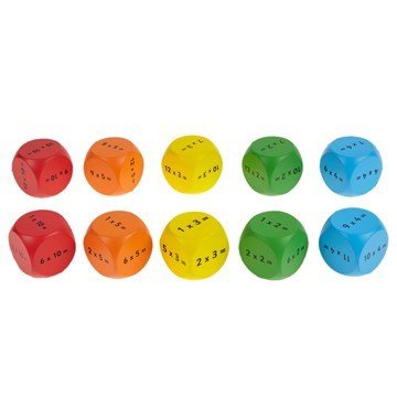 **Times Tables Cubes Set 1 - 2,3,4,5,10 Pack Of Ten - ABC School Supplies