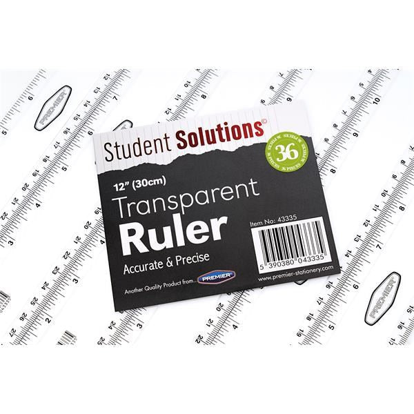Transparent Ruler 12"/30cm - ABC School Supplies