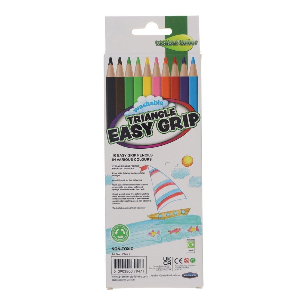 Triangular Junior Easy Grip Colouring Pencils Pack of 10 - ABC School Supplies