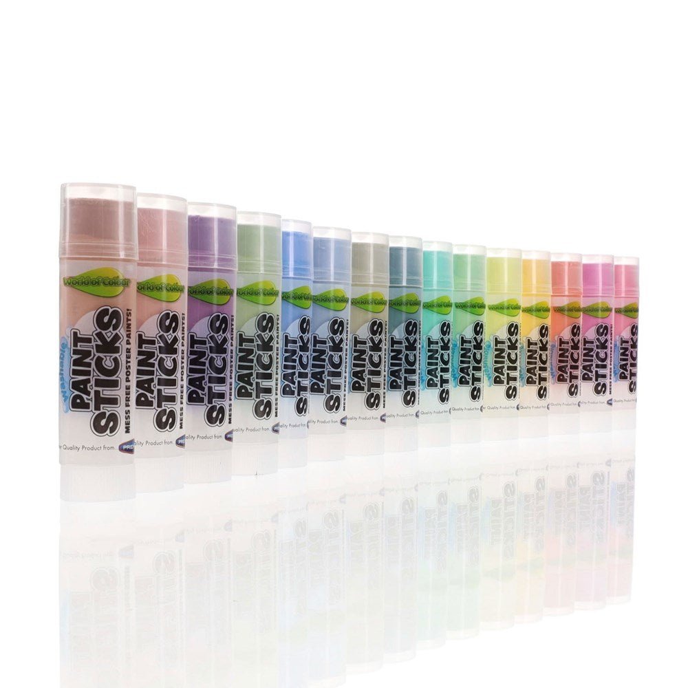 Washable 5g Poster Paint Sticks Pack of 15 - Pastels - ABC School Supplies