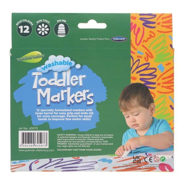 Washable Toddler Markers Pack of 12 - ABC School Supplies