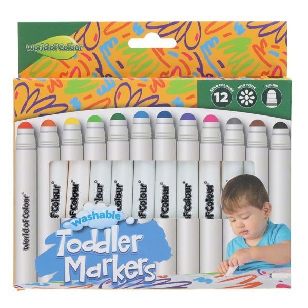 Washable Toddler Markers Pack of 12 - ABC School Supplies