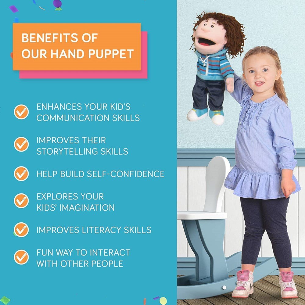 White Boy Hand Puppet With Moving Mouth - ABC School Supplies