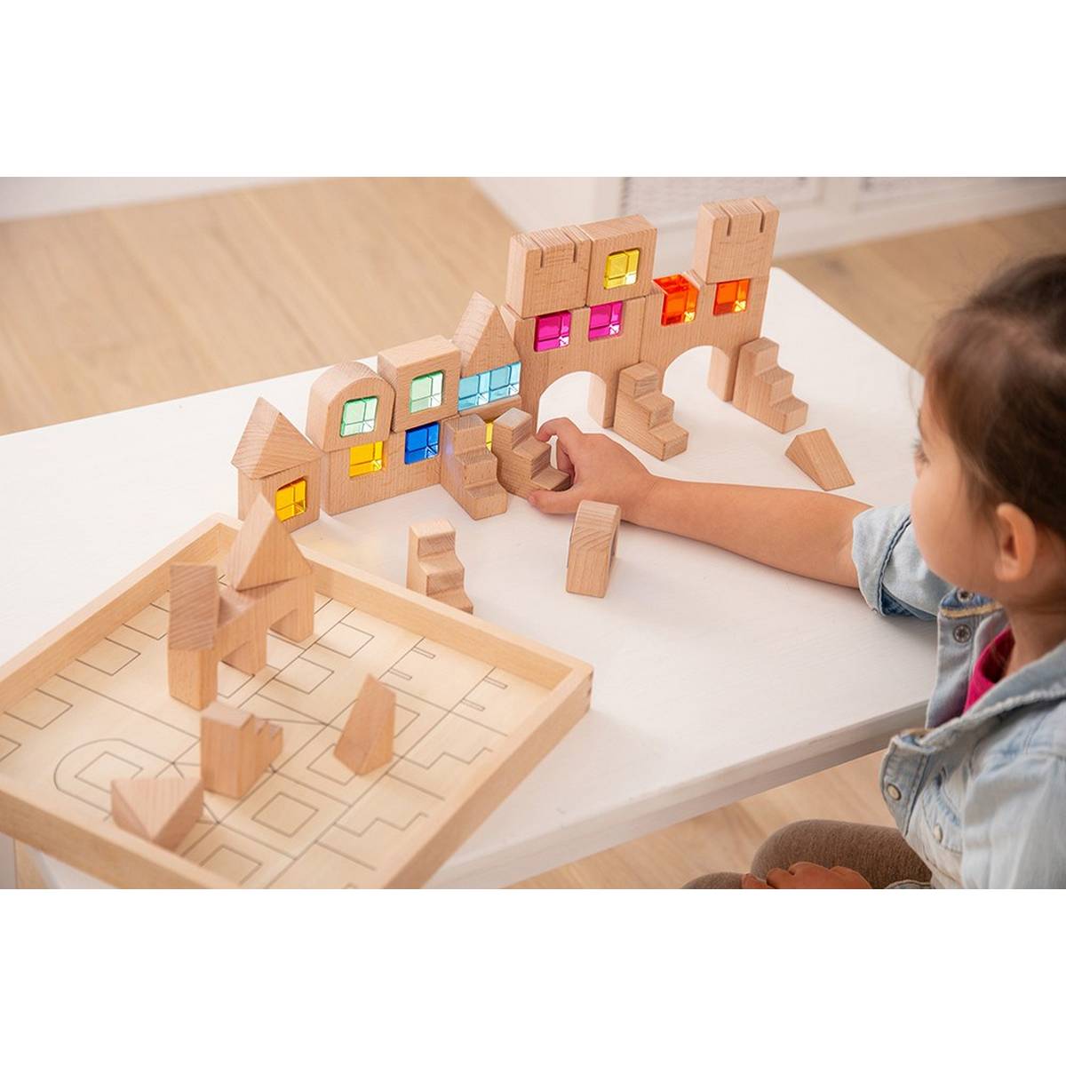 Wooden Building Gem Blocks - ABC School Supplies