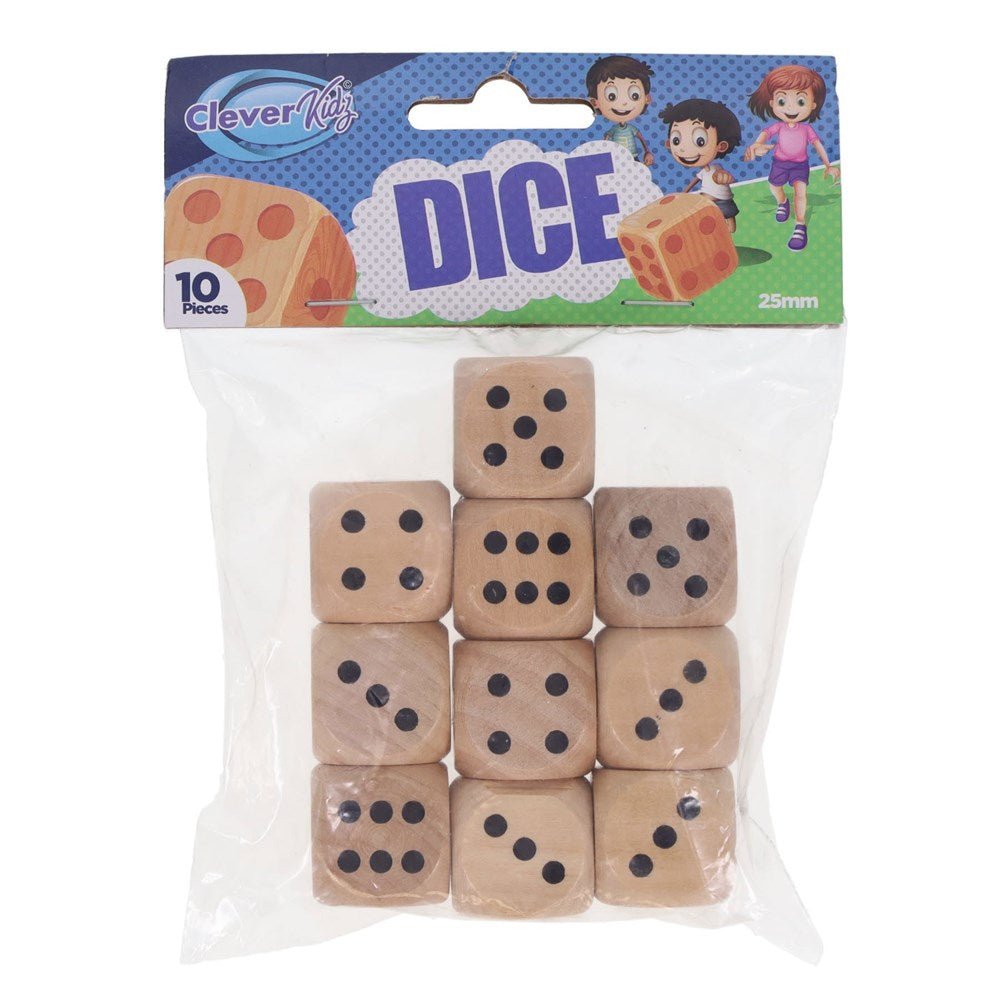 Wooden Dot Dice 25mm Pack of 10 - ABC School Supplies