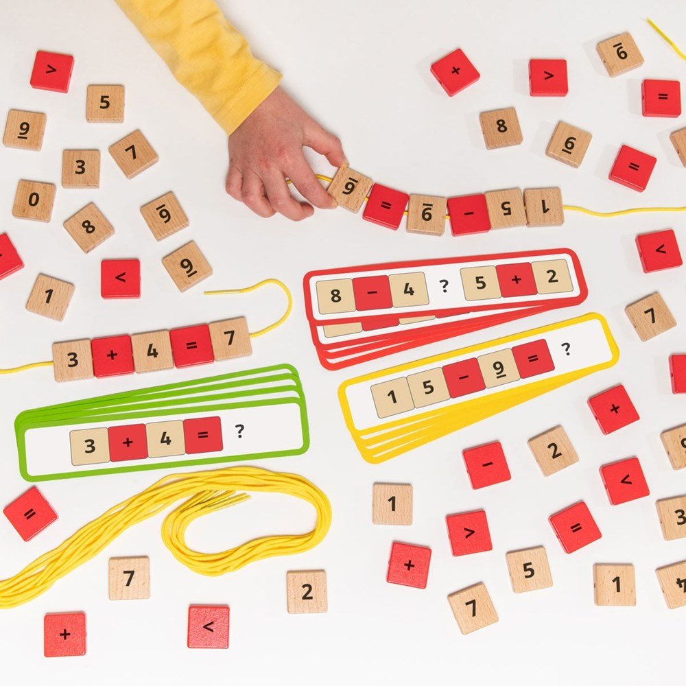 Wooden Lacing Number Beads - ABC School Supplies