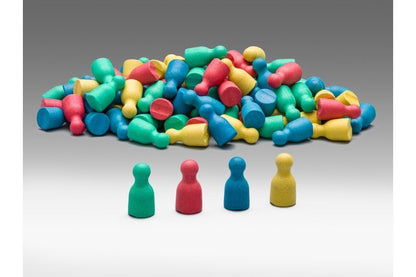 Wooden Pawns Set of 100 Assorted Colours - ABC School Supplies