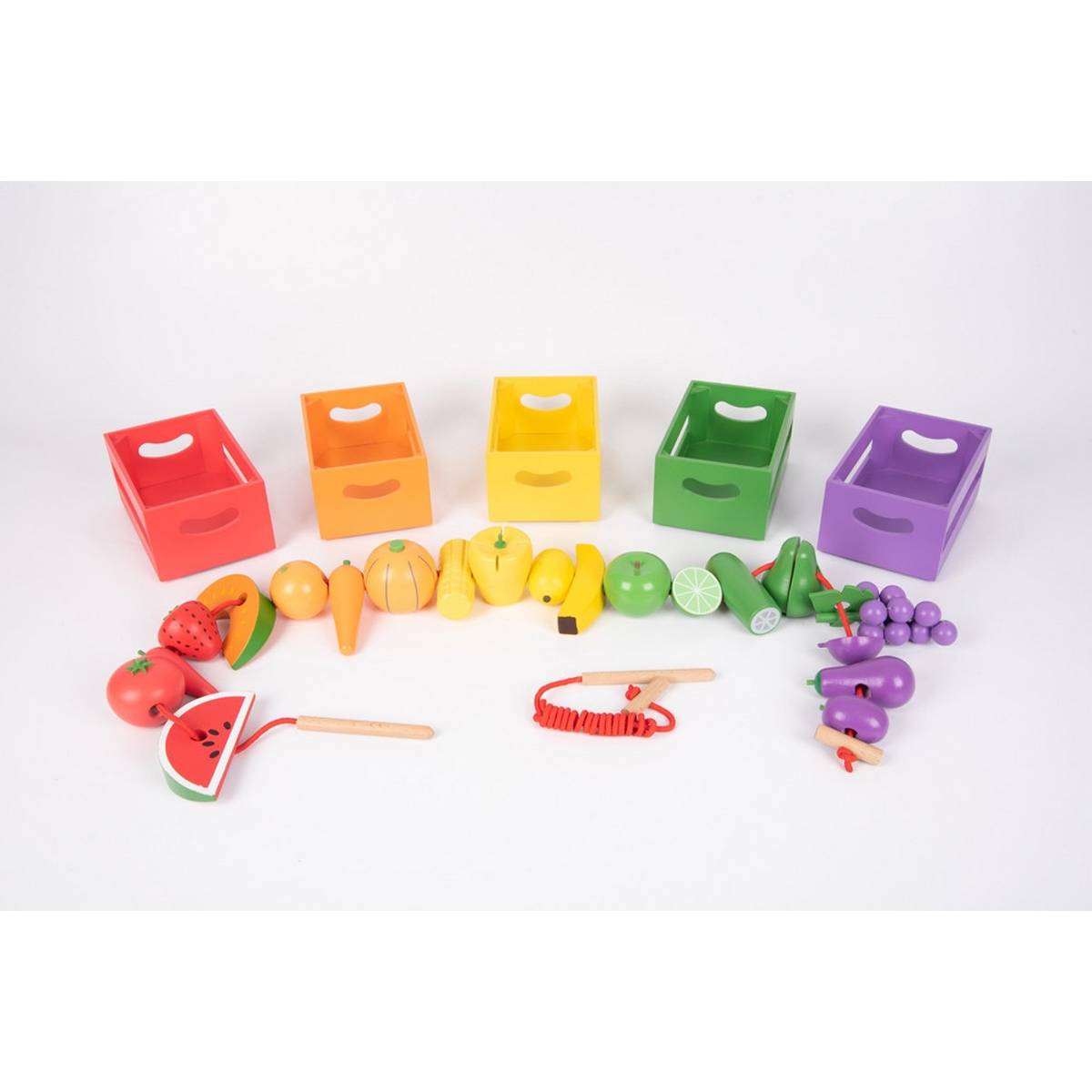 Wooden Sorting Fruit & Vegetable Crates - ABC School Supplies