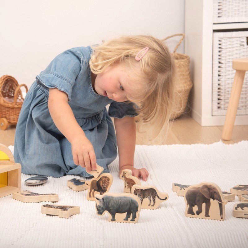 Wooden Wild Animal Blocks - 15 Pack - ABC School Supplies