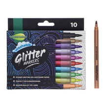 World of Colour 10 Pack Washable Glitter Markers - ABC School Supplies