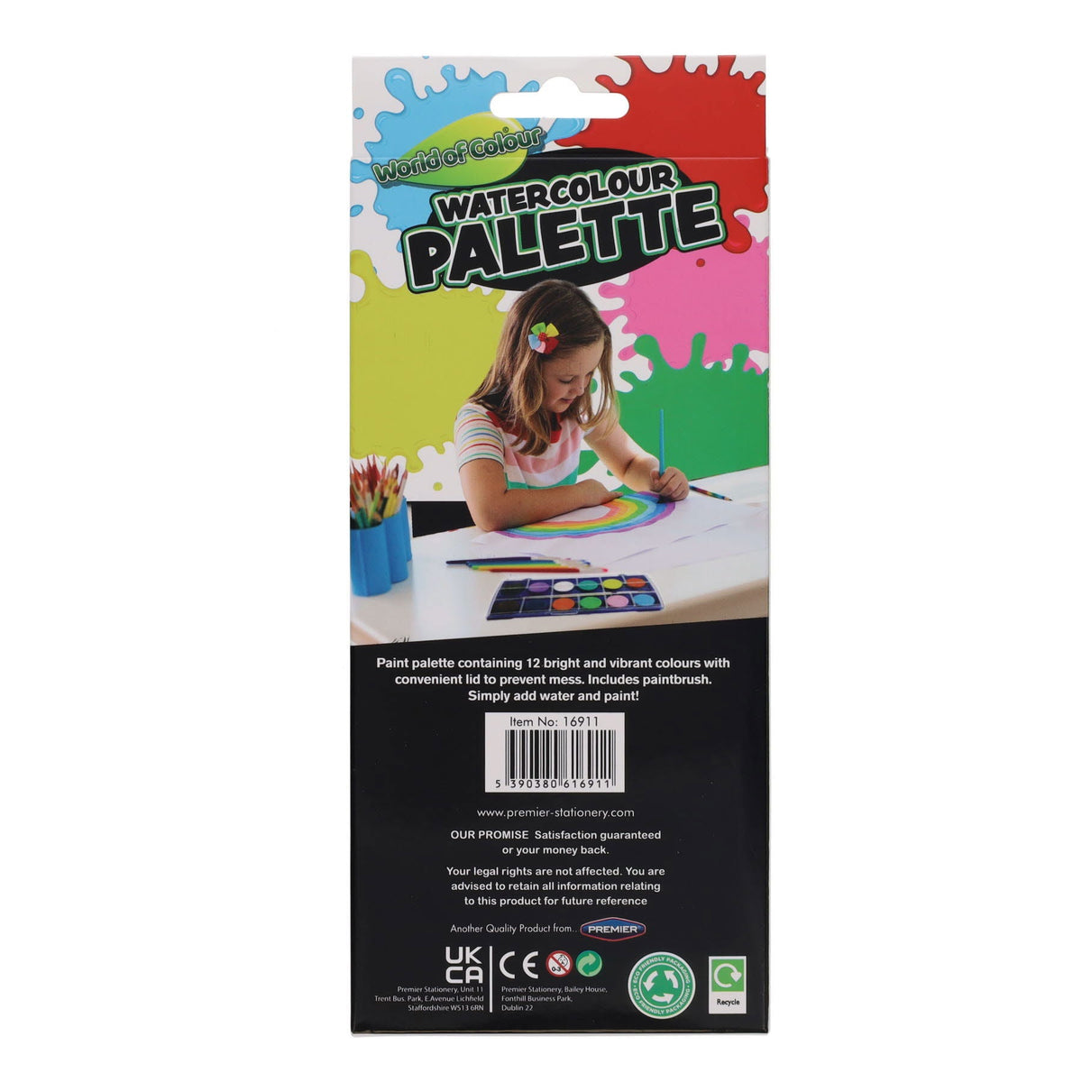 World Of Colour 12 Colour Watercolour Paint Palette Set With Brush - ABC School Supplies