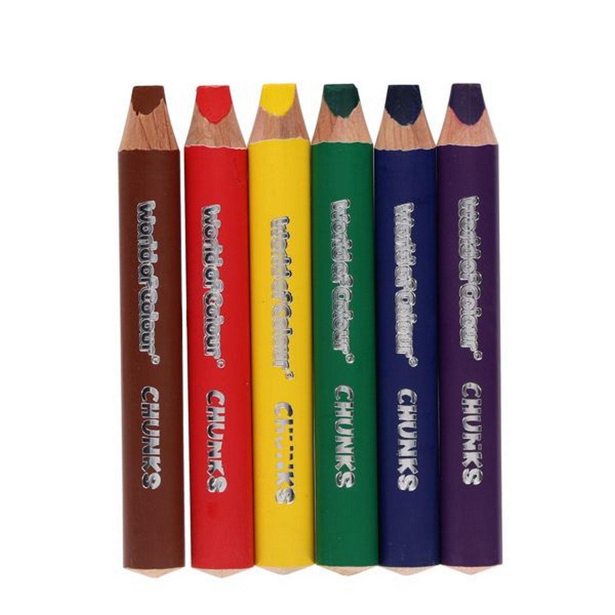 World Of Colour 3 - In - 1 Washable Chunks Pencils Pack Of 6 - ABC School Supplies