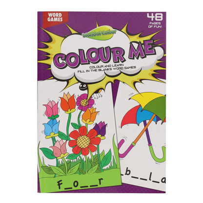 World Of Colour A4 48pg Colouring Book - Word Games - ABC School Supplies