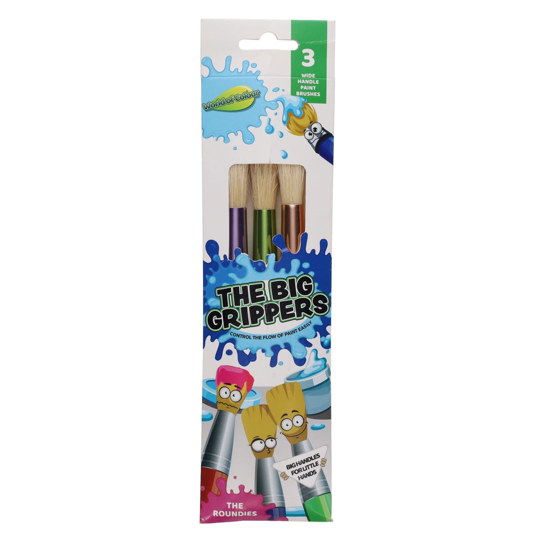 World Of Colour Big Grip Brush - Round Head Pack of 3 - ABC School Supplies