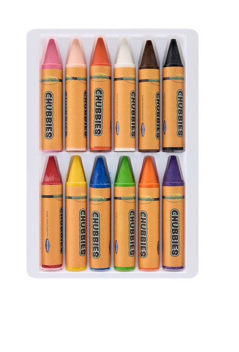 World Of Colour Box Of 12 Young Hands Big Crayons - ABC School Supplies