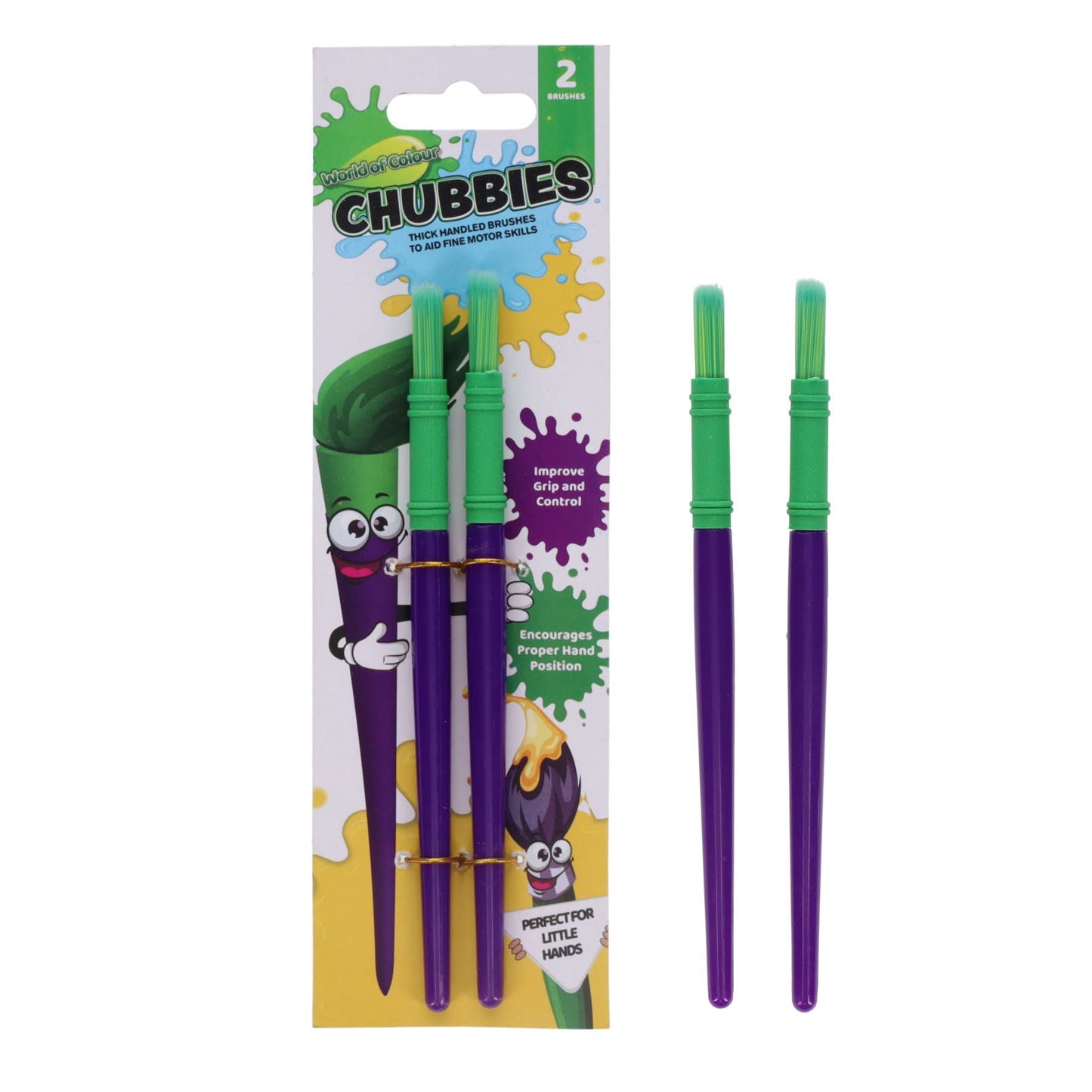 World Of Colour Chubby Paintbrushes Pack of 2 - ABC School Supplies