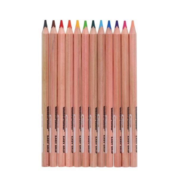 World Of Colour Jumbo Triangle Easy Grip Colouring Pencils Pack Of 12 - ABC School Supplies