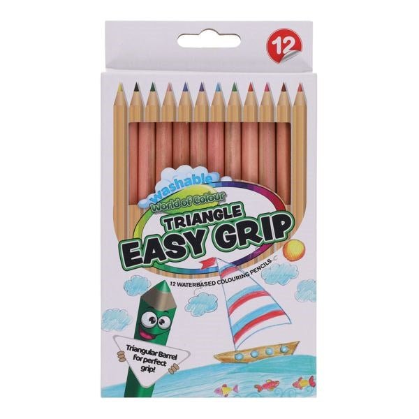 World Of Colour Jumbo Triangle Easy Grip Colouring Pencils Pack Of 12 - ABC School Supplies