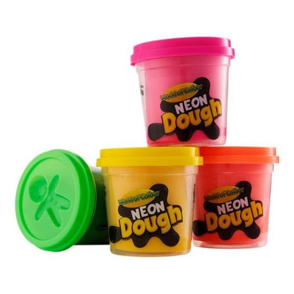 World Of Colour Play Dough Neon With Mould Lids (4X140G Pots) - ABC School Supplies