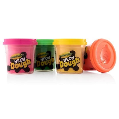 World Of Colour Play Dough Neon With Mould Lids (4X140G Pots) - ABC School Supplies