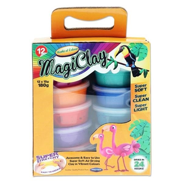 World Of Colour Super Stretchy Magiclay 12X15G Tubs - ABC School Supplies